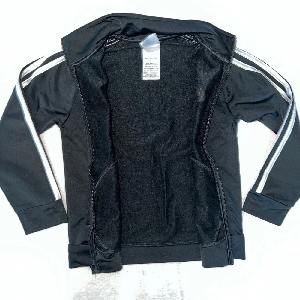 Adidas Kidd Black Jacket with White Sleeve Stripes - Picture 3 of 5